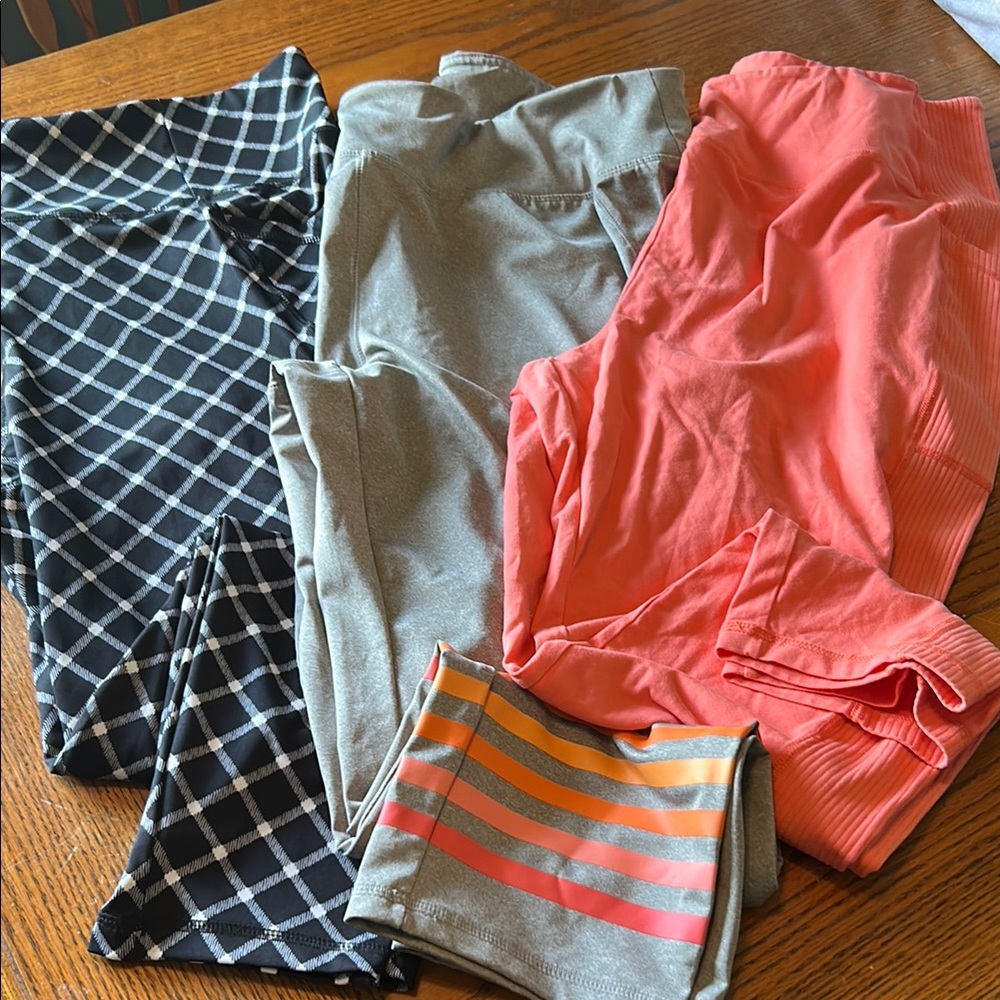 Bundle of Women’s Leggings-Black, Gray, Coral